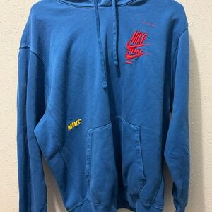 Nike Sportswear Fleece Layered Logo Hoodie Blue Size L